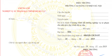 chứng chỉ nghiệp vụ sư phạm nghề hệ sơ cấp