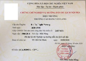 chứng chỉ nghiệp vụ hướng dẫn viên nội địa